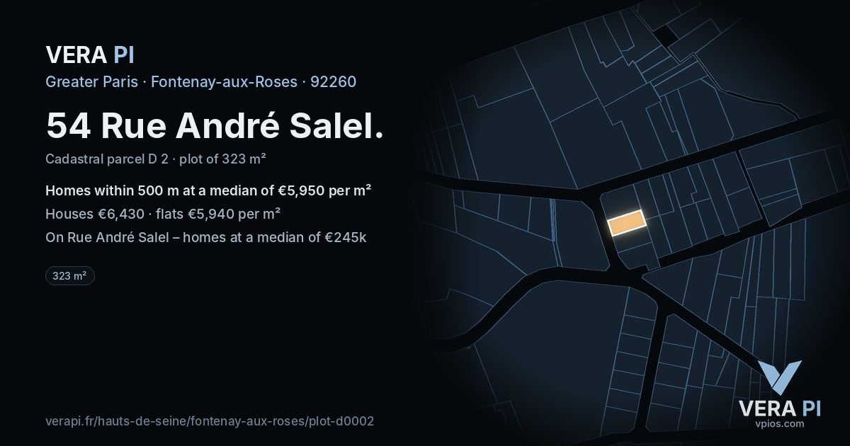 54 Rue André Salel, Fontenay-aux-Roses at night – the plot lit, the parcels around coloured by the prices near them