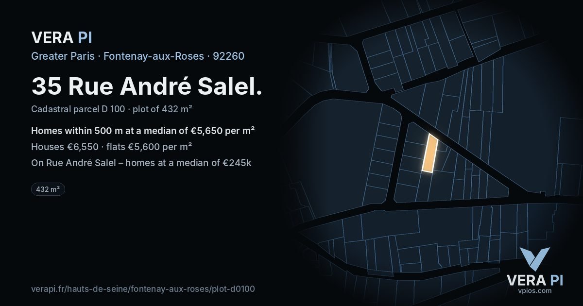 35 Rue André Salel, Fontenay-aux-Roses at night – the plot lit, the parcels around coloured by the prices near them