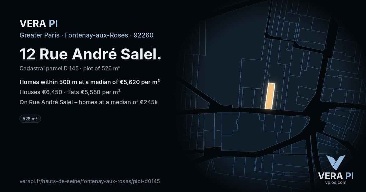 12 Rue André Salel, Fontenay-aux-Roses at night – the plot lit, the parcels around coloured by the prices near them