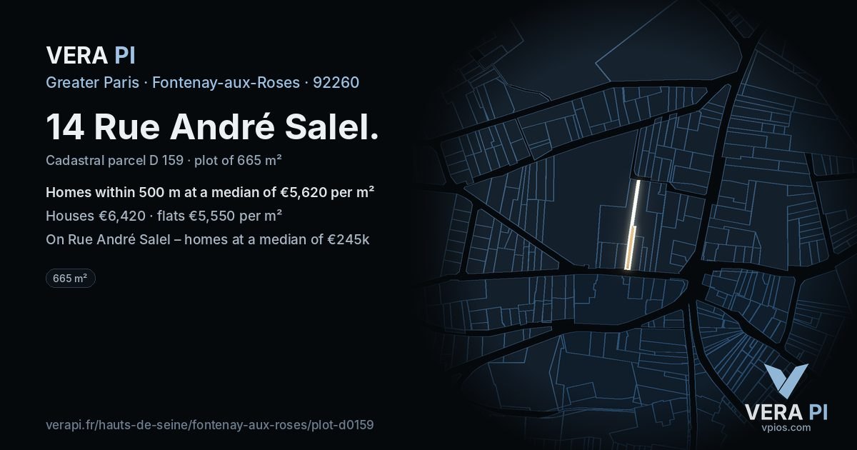 14 Rue André Salel, Fontenay-aux-Roses at night – the plot lit, the parcels around coloured by the prices near them