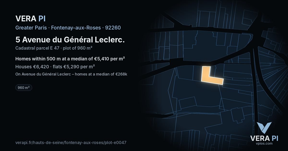 5 Avenue du Général Leclerc, Fontenay-aux-Roses at night – the plot lit, the parcels around coloured by the prices near them