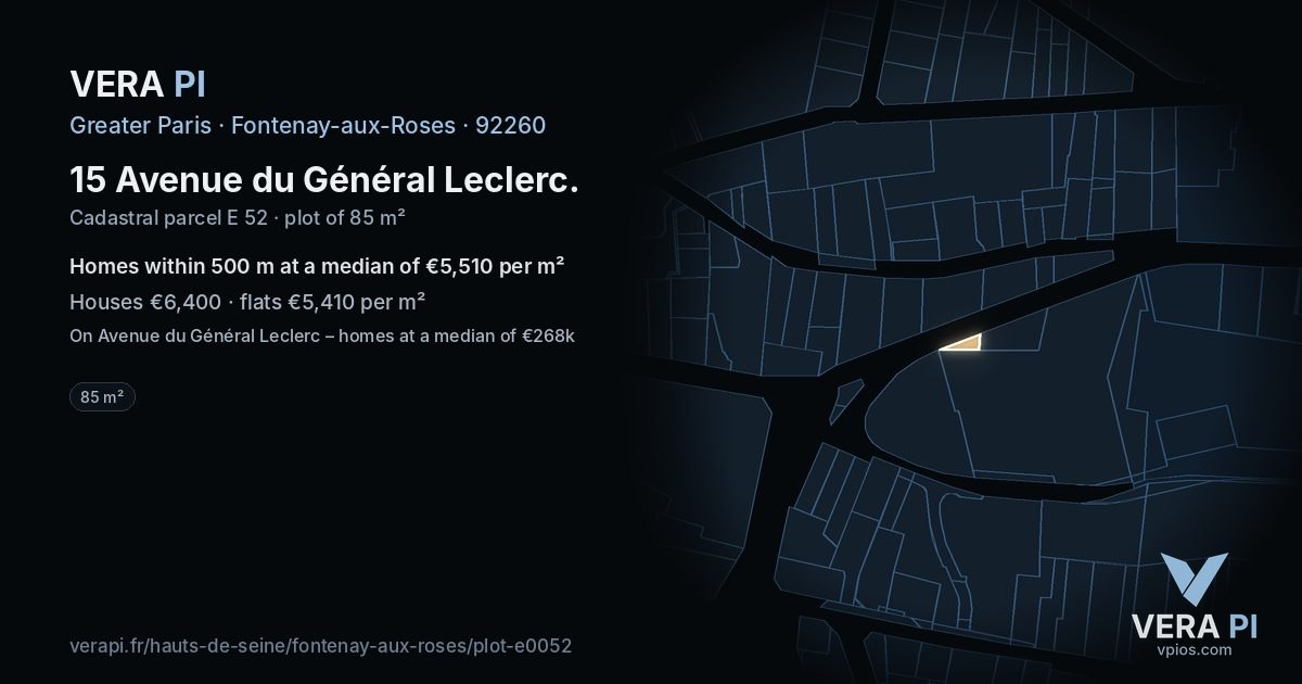 15 Avenue du Général Leclerc, Fontenay-aux-Roses at night – the plot lit, the parcels around coloured by the prices near them