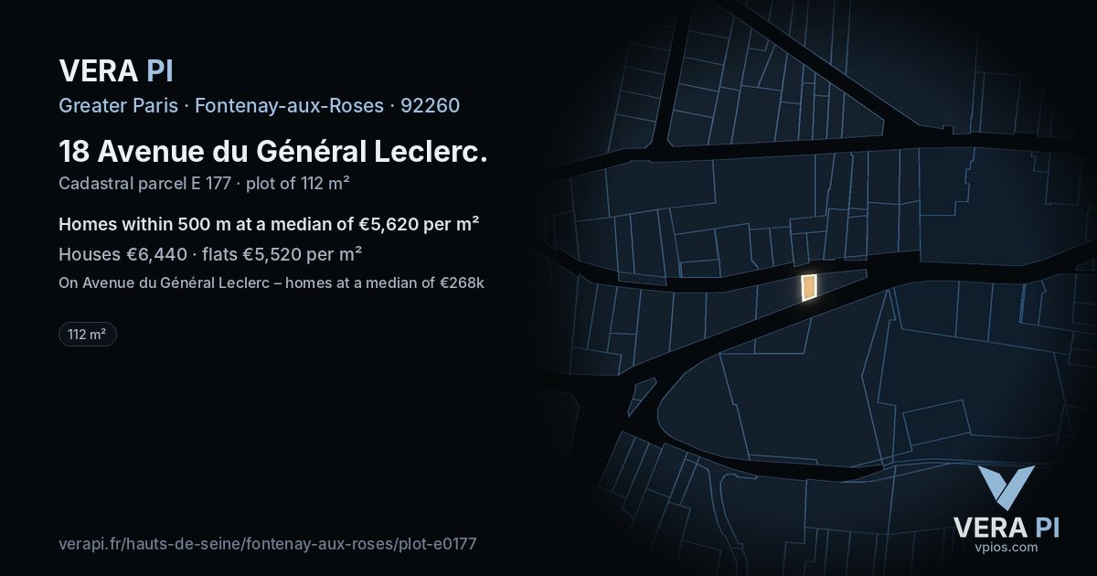 18 Avenue du Général Leclerc, Fontenay-aux-Roses at night – the plot lit, the parcels around coloured by the prices near them