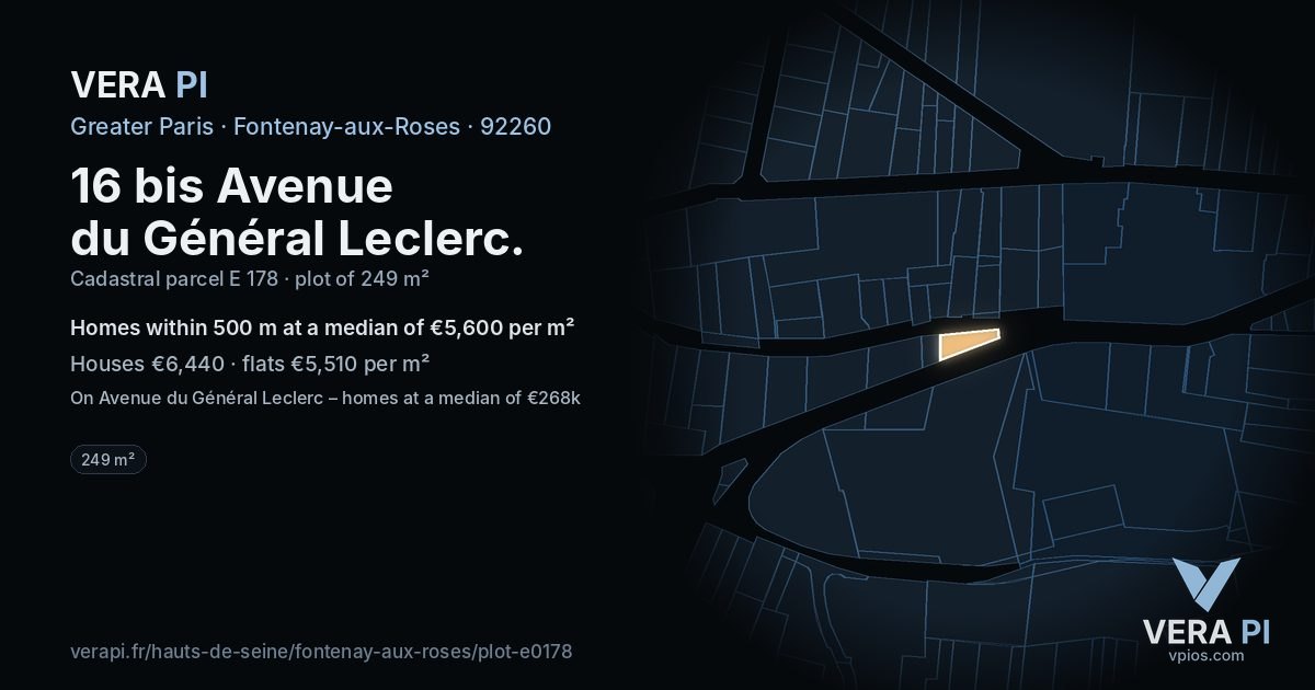 16 bis Avenue du Général Leclerc, Fontenay-aux-Roses at night – the plot lit, the parcels around coloured by the prices near them