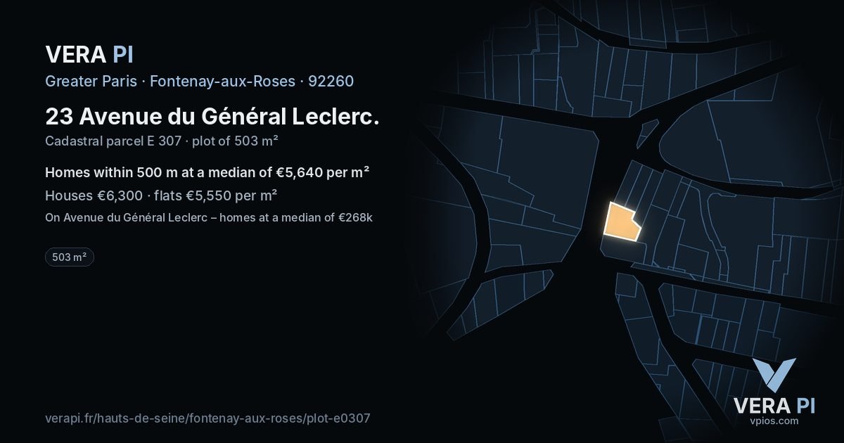 23 Avenue du Général Leclerc, Fontenay-aux-Roses at night – the plot lit, the parcels around coloured by the prices near them