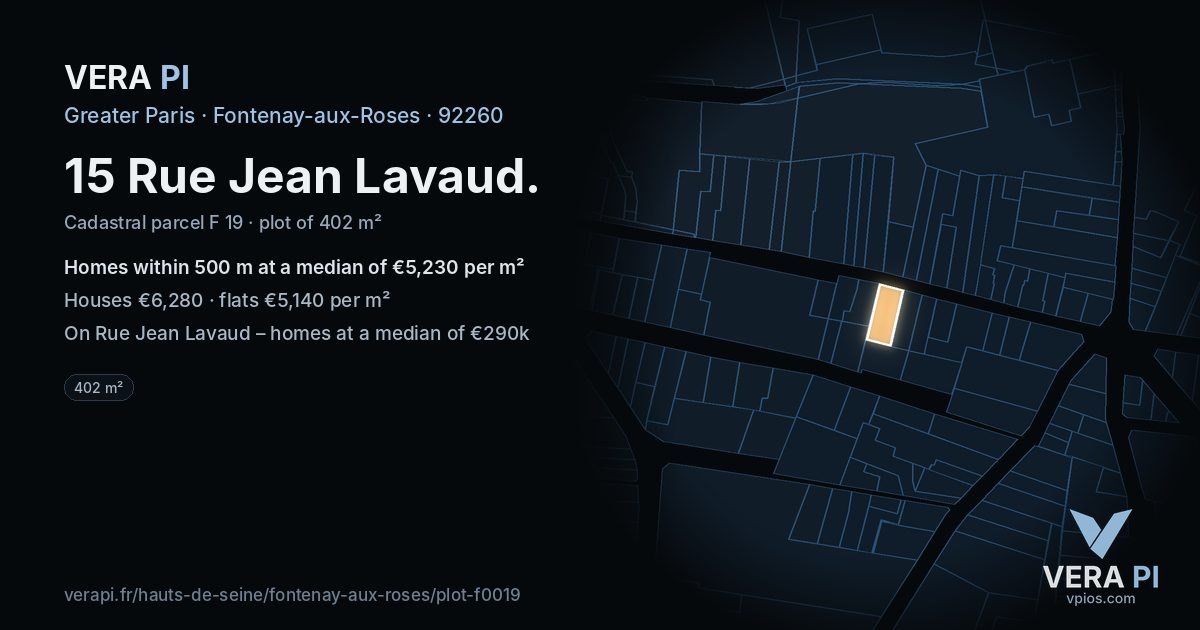 15 Rue Jean Lavaud, Fontenay-aux-Roses at night – the plot lit, the parcels around coloured by the prices near them