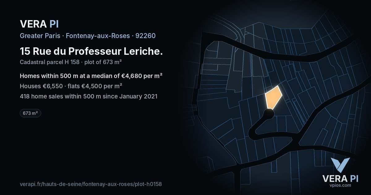 15 Rue du Professeur Leriche, Fontenay-aux-Roses at night – the plot lit, the parcels around coloured by the prices near them