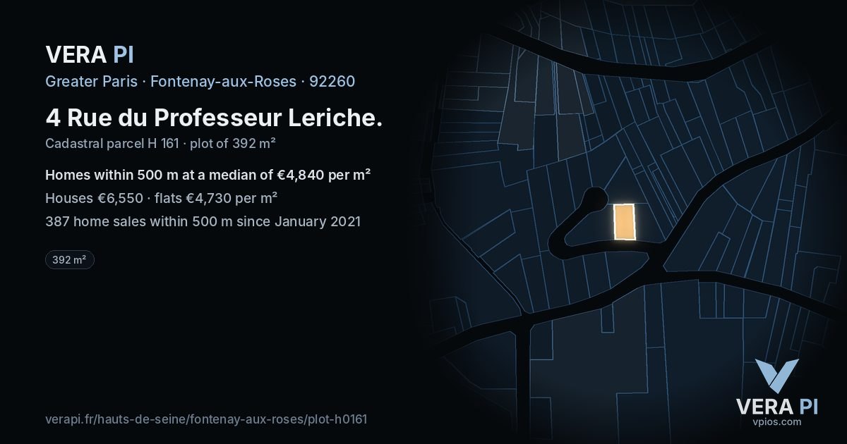 4 Rue du Professeur Leriche, Fontenay-aux-Roses at night – the plot lit, the parcels around coloured by the prices near them