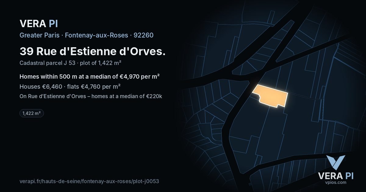 39 Rue d'Estienne d'Orves, Fontenay-aux-Roses at night – the plot lit, the parcels around coloured by the prices near them