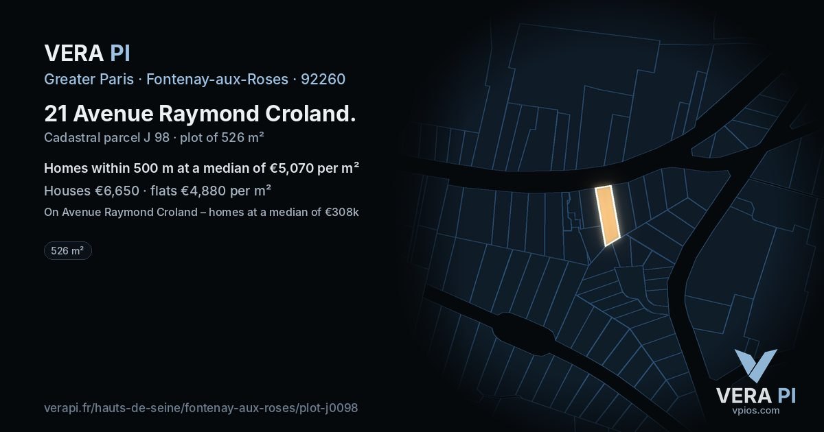 21 Avenue Raymond Croland, Fontenay-aux-Roses at night – the plot lit, the parcels around coloured by the prices near them