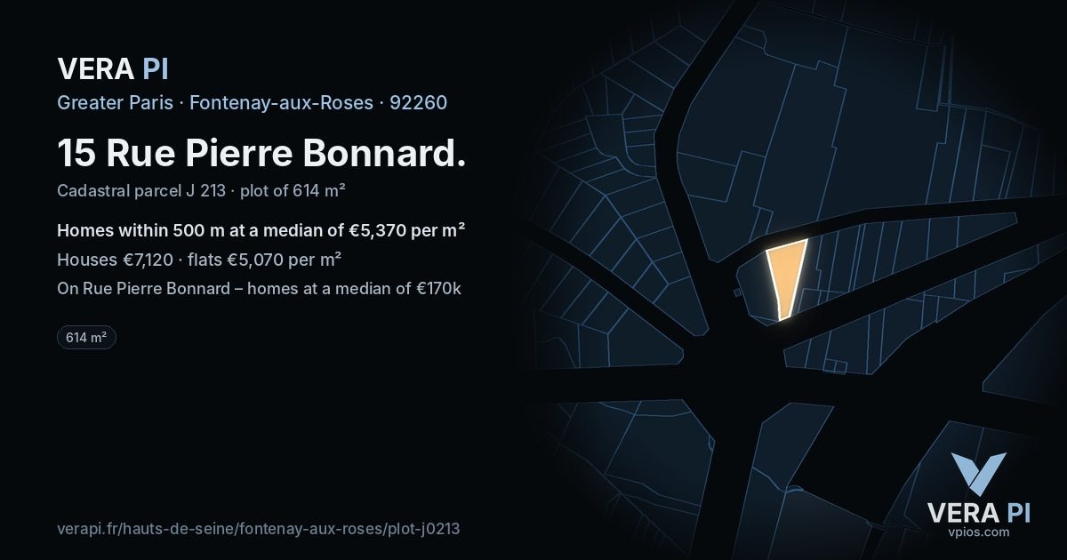 15 Rue Pierre Bonnard, Fontenay-aux-Roses at night – the plot lit, the parcels around coloured by the prices near them