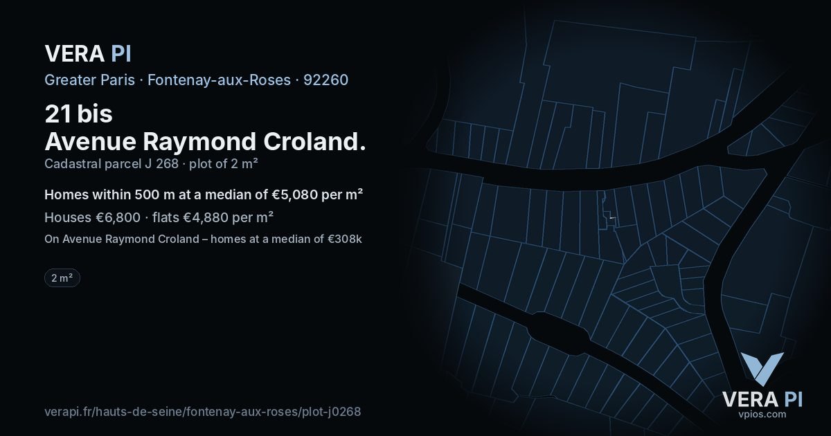 21 bis Avenue Raymond Croland, Fontenay-aux-Roses at night – the plot lit, the parcels around coloured by the prices near them
