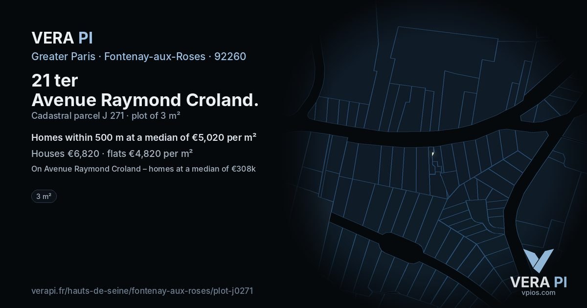 21 ter Avenue Raymond Croland, Fontenay-aux-Roses at night – the plot lit, the parcels around coloured by the prices near them