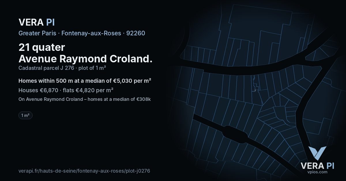 21 quater Avenue Raymond Croland, Fontenay-aux-Roses at night – the plot lit, the parcels around coloured by the prices near them