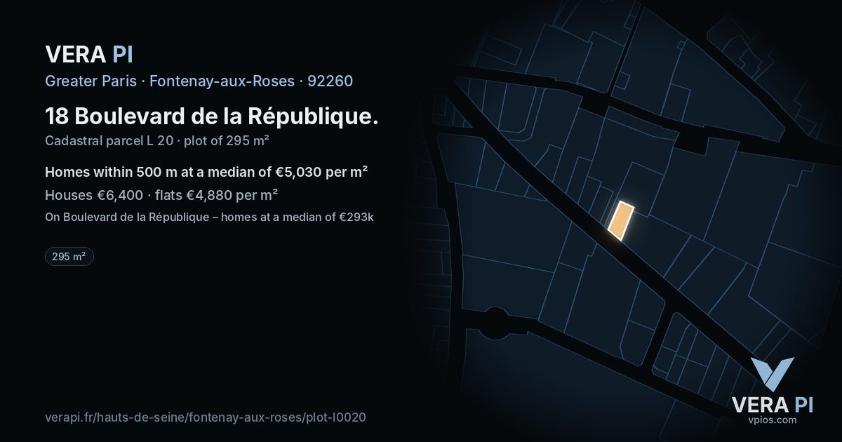 18 Boulevard de la République, Fontenay-aux-Roses at night – the plot lit, the parcels around coloured by the prices near them