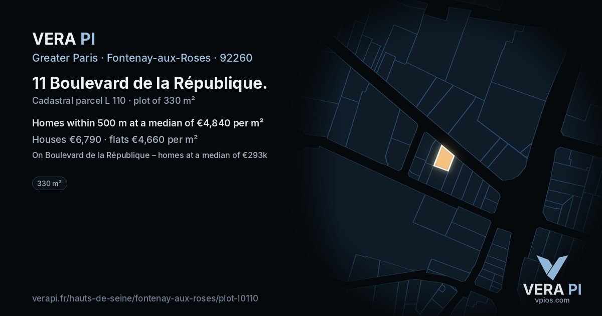 11 Boulevard de la République, Fontenay-aux-Roses at night – the plot lit, the parcels around coloured by the prices near them
