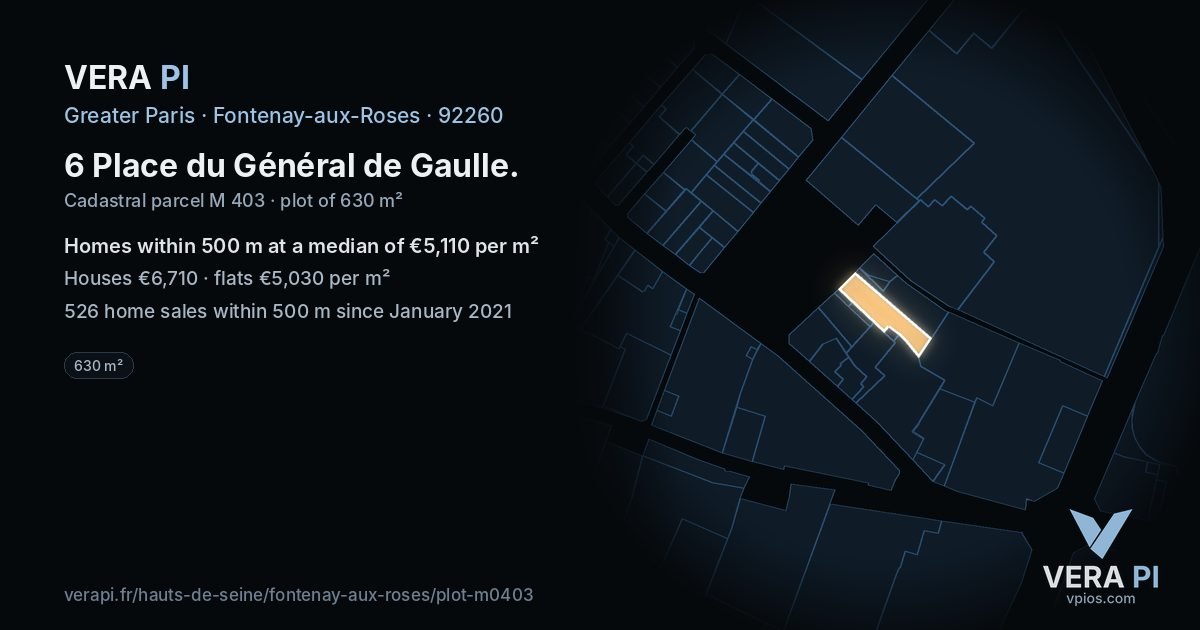 6 Place du Général de Gaulle, Fontenay-aux-Roses at night – the plot lit, the parcels around coloured by the prices near them