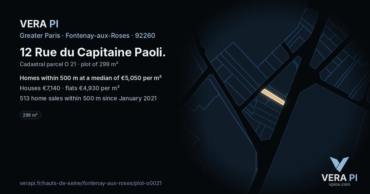 12 Rue du Capitaine Paoli, Fontenay-aux-Roses at night – the plot lit, the parcels around coloured by the prices near them