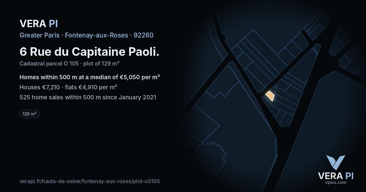 6 Rue du Capitaine Paoli, Fontenay-aux-Roses at night – the plot lit, the parcels around coloured by the prices near them