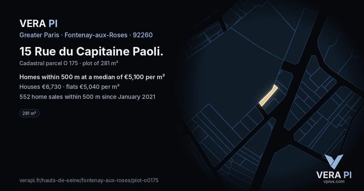 15 Rue du Capitaine Paoli, Fontenay-aux-Roses at night – the plot lit, the parcels around coloured by the prices near them