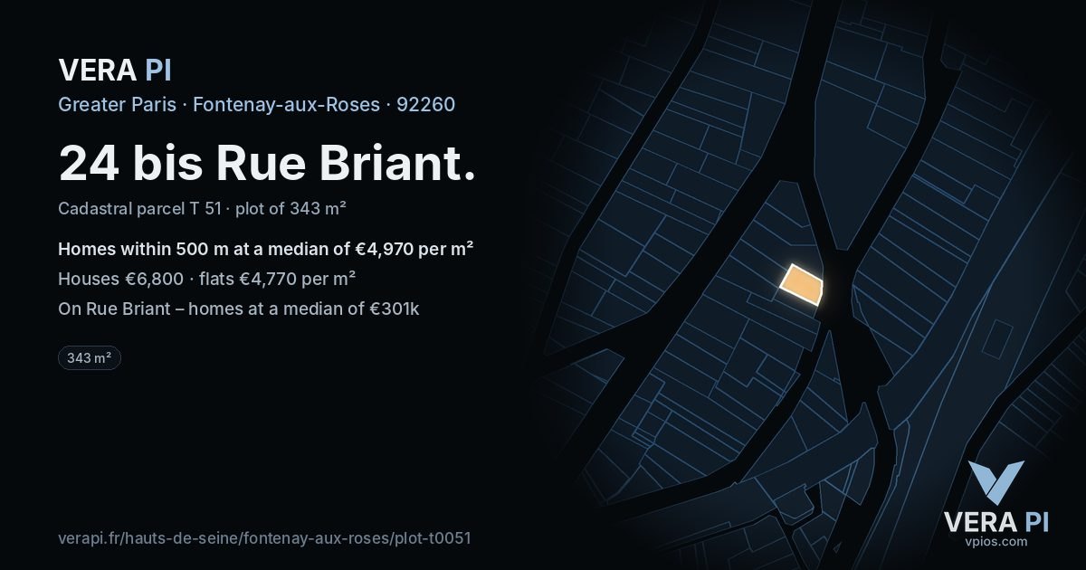 24 bis Rue Briant, Fontenay-aux-Roses at night – the plot lit, the parcels around coloured by the prices near them