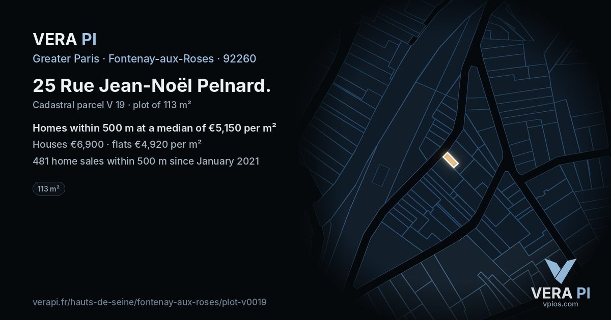 25 Rue Jean-Noël Pelnard, Fontenay-aux-Roses at night – the plot lit, the parcels around coloured by the prices near them