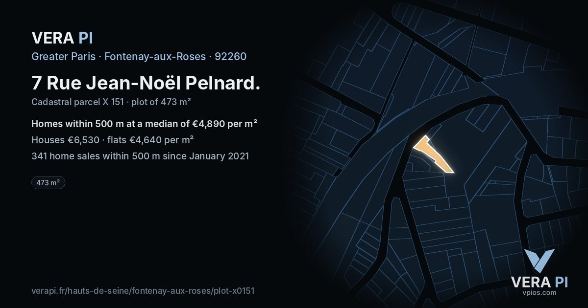 7 Rue Jean-Noël Pelnard, Fontenay-aux-Roses at night – the plot lit, the parcels around coloured by the prices near them