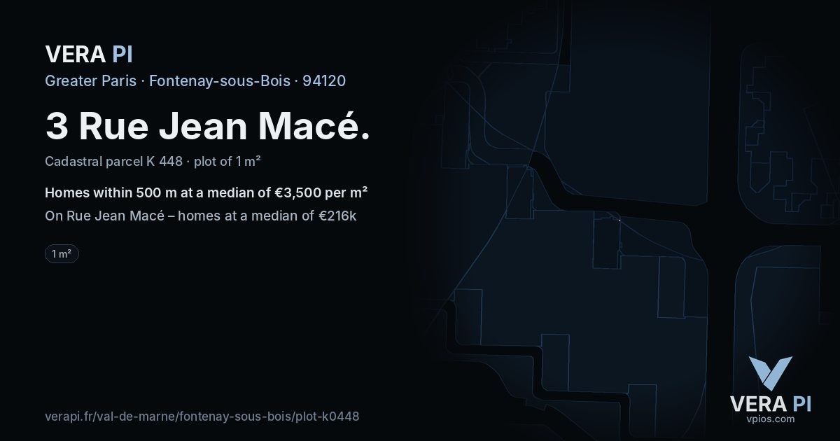 3 Rue Jean Macé, Fontenay-sous-Bois at night – the plot lit, the parcels around coloured by the prices near them