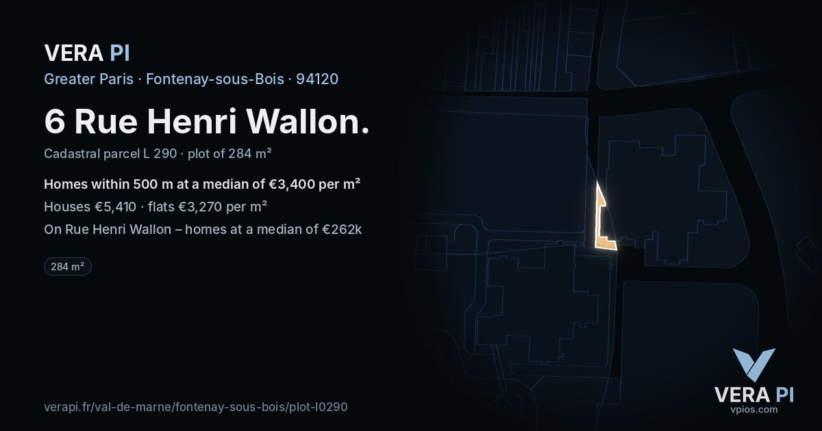 6 Rue Henri Wallon, Fontenay-sous-Bois at night – the plot lit, the parcels around coloured by the prices near them