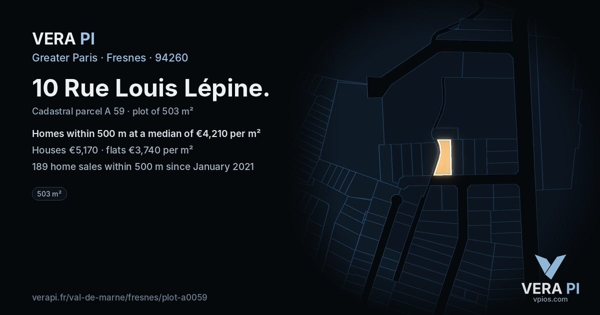 10 Rue Louis Lépine, Fresnes at night – the plot lit, the parcels around coloured by the prices near them