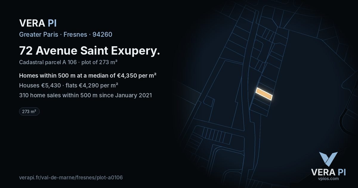 72 Avenue Saint Exupery, Fresnes at night – the plot lit, the parcels around coloured by the prices near them