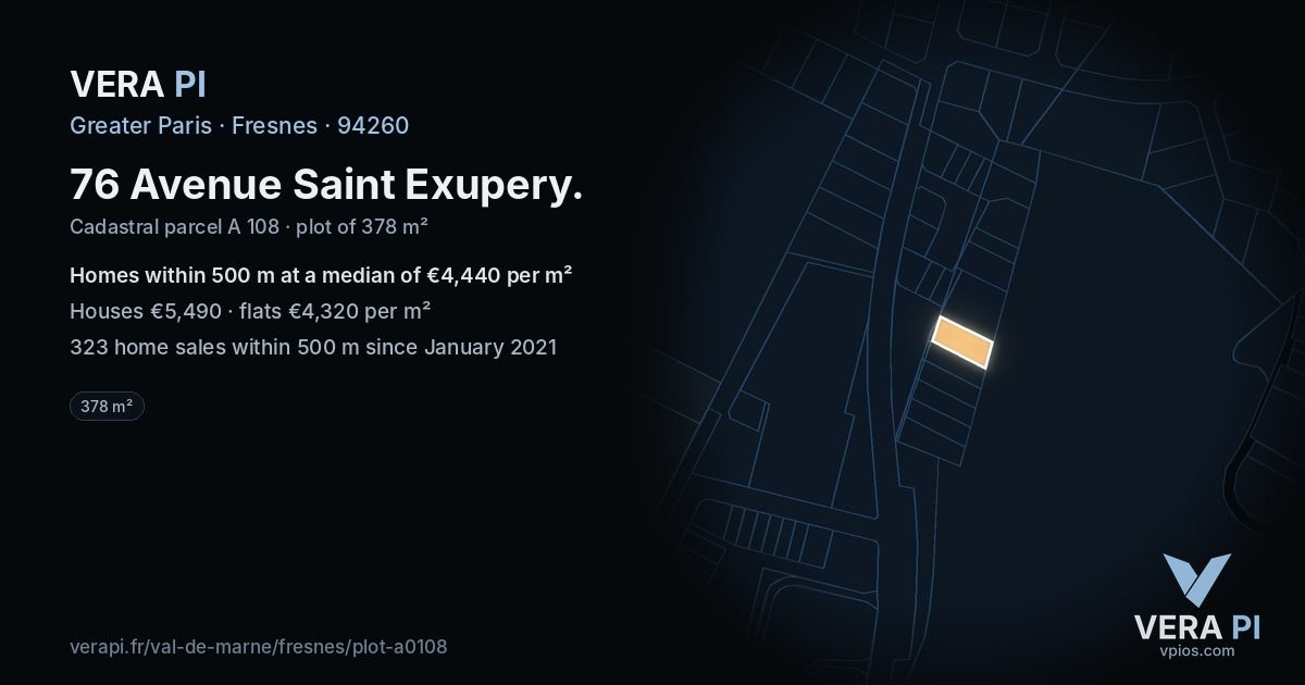 76 Avenue Saint Exupery, Fresnes at night – the plot lit, the parcels around coloured by the prices near them