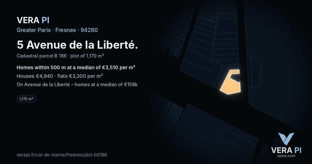 5 Avenue de la Liberté, Fresnes at night – the plot lit, the parcels around coloured by the prices near them