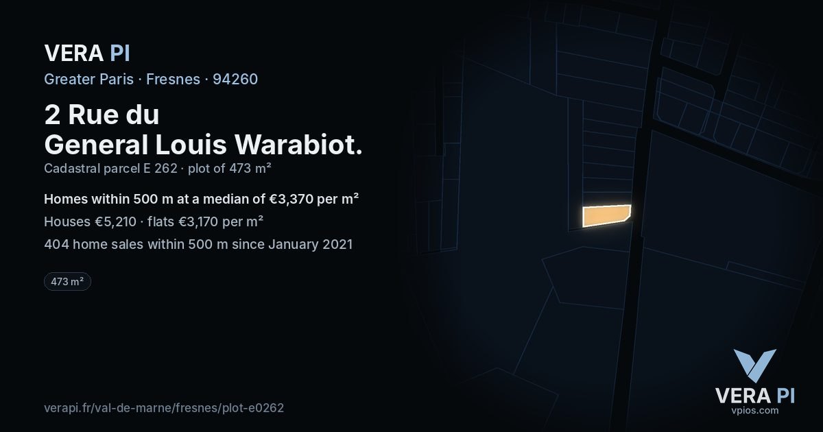 2 Rue du General Louis Warabiot, Fresnes at night – the plot lit, the parcels around coloured by the prices near them