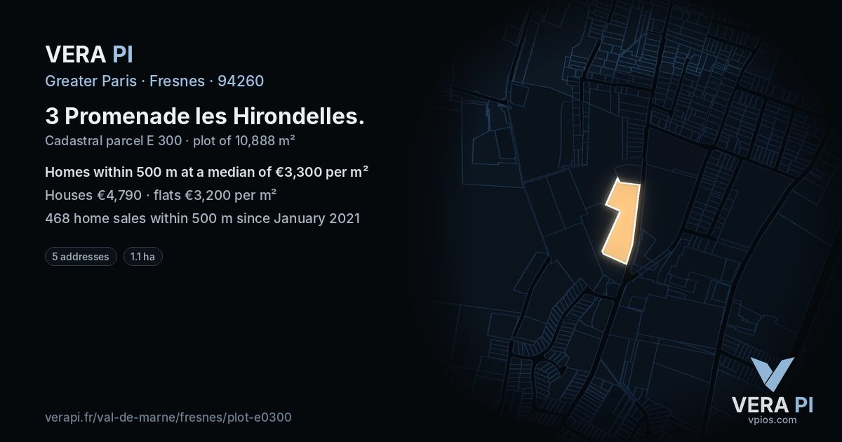 3 Promenade les Hirondelles, Fresnes at night – the plot lit, the parcels around coloured by the prices near them