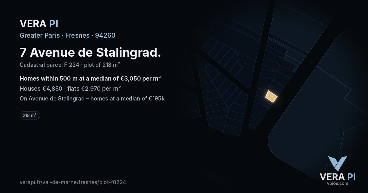 7 Avenue de Stalingrad, Fresnes at night – the plot lit, the parcels around coloured by the prices near them