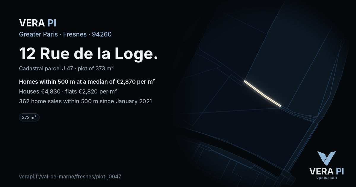 12 Rue de la Loge, Fresnes at night – the plot lit, the parcels around coloured by the prices near them