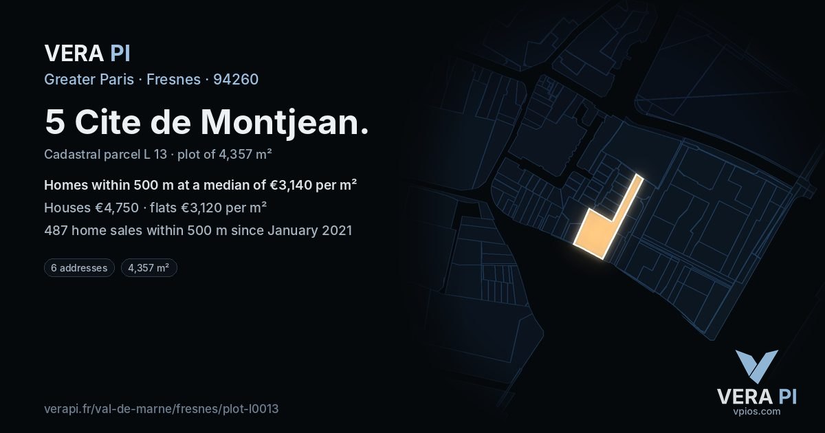 5 Cite de Montjean, Fresnes at night – the plot lit, the parcels around coloured by the prices near them