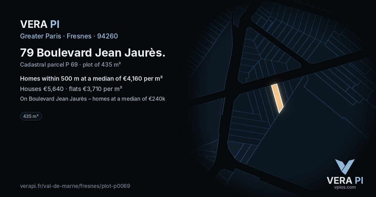 79 Boulevard Jean Jaurès, Fresnes at night – the plot lit, the parcels around coloured by the prices near them