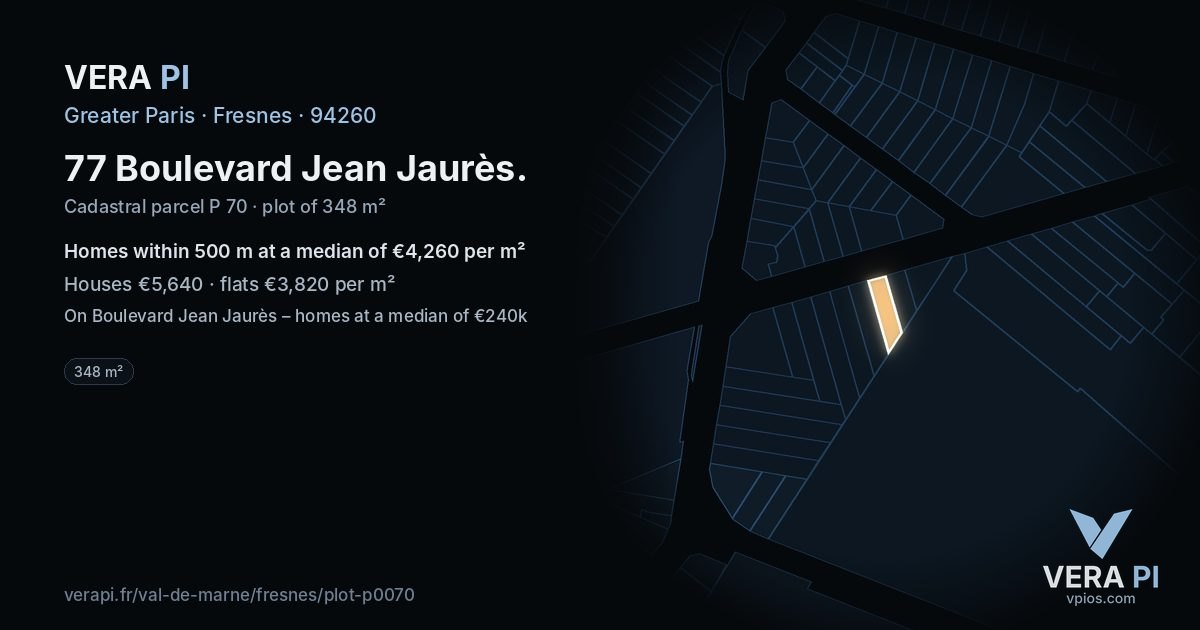 77 Boulevard Jean Jaurès, Fresnes at night – the plot lit, the parcels around coloured by the prices near them