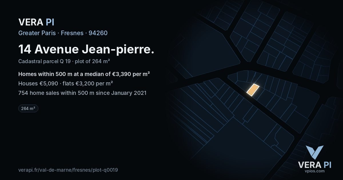 14 Avenue Jean-pierre, Fresnes at night – the plot lit, the parcels around coloured by the prices near them