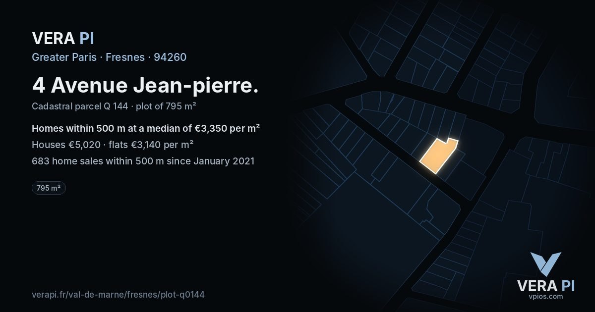 4 Avenue Jean-pierre, Fresnes at night – the plot lit, the parcels around coloured by the prices near them