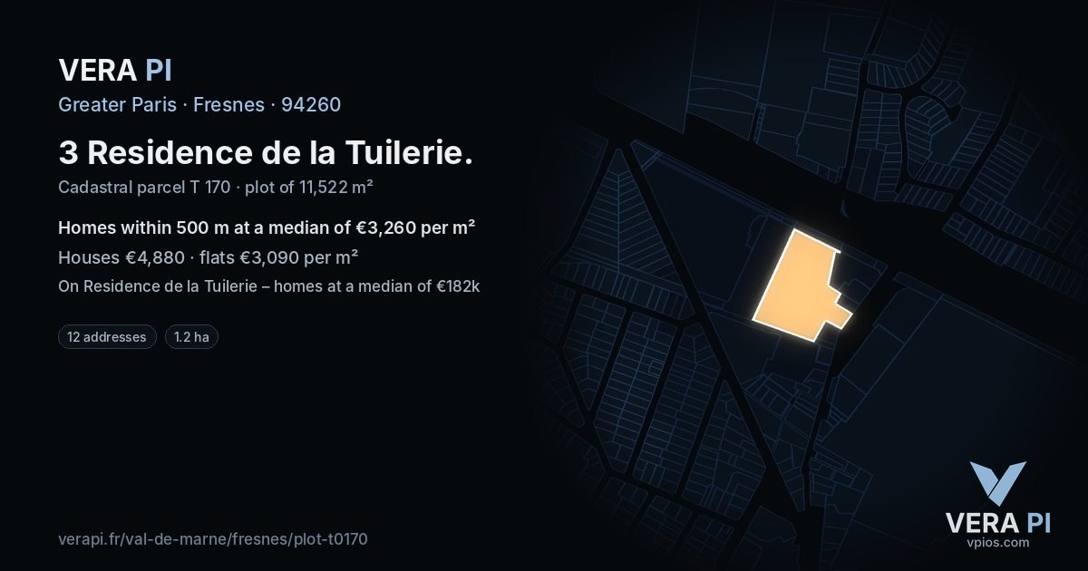 3 Residence de la Tuilerie, Fresnes at night – the plot lit, the parcels around coloured by the prices near them
