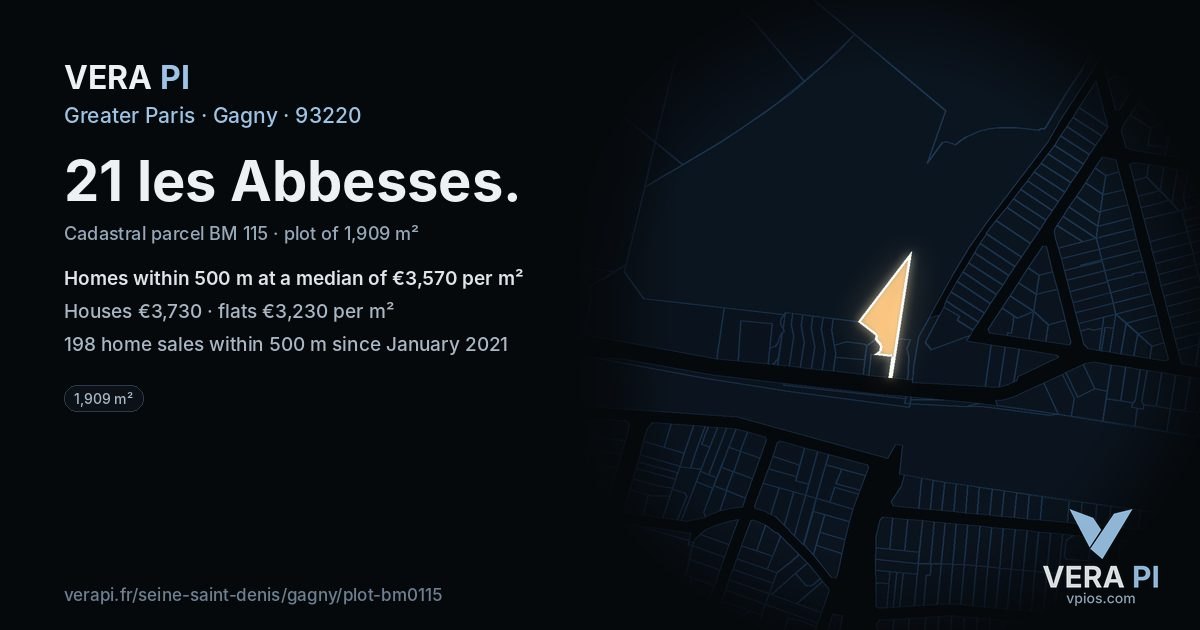 21 les Abbesses, Gagny at night – the plot lit, the parcels around coloured by the prices near them