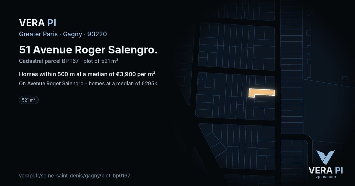 51 Avenue Roger Salengro, Gagny at night – the plot lit, the parcels around coloured by the prices near them