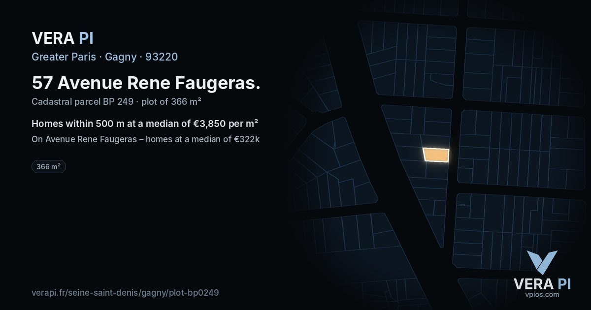 57 Avenue Rene Faugeras, Gagny at night – the plot lit, the parcels around coloured by the prices near them