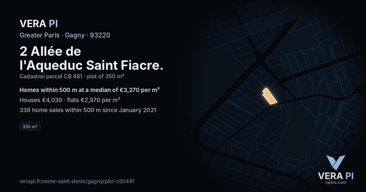2 Allée de l'Aqueduc Saint Fiacre, Gagny at night – the plot lit, the parcels around coloured by the prices near them