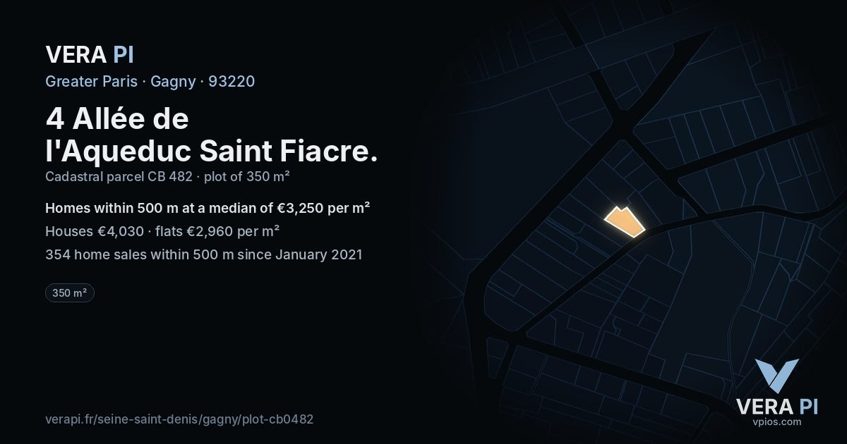 4 Allée de l'Aqueduc Saint Fiacre, Gagny at night – the plot lit, the parcels around coloured by the prices near them