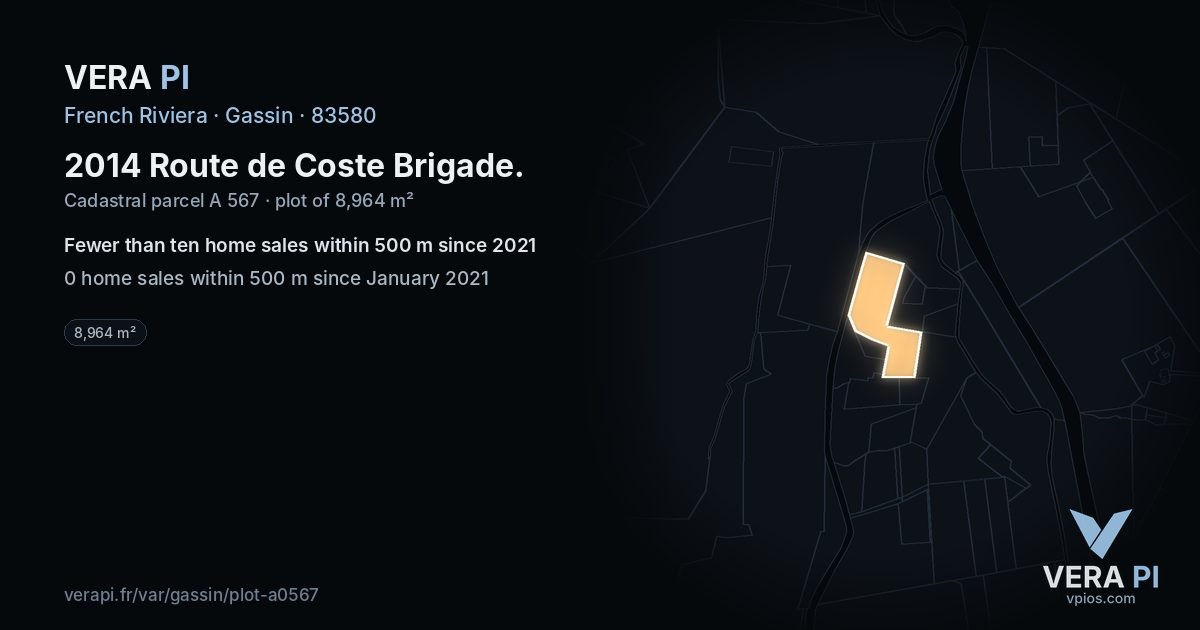 2014 Route de Coste Brigade, Gassin at night – the plot lit, the parcels around coloured by the prices near them