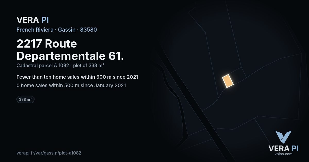 2217 Route Departementale 61, Gassin at night – the plot lit, the parcels around coloured by the prices near them